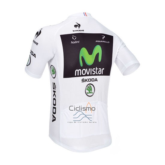 Movistar Lider Ropa Ciclismo Culotte Corto 2013 Hombre Mangas Cortas Blanco